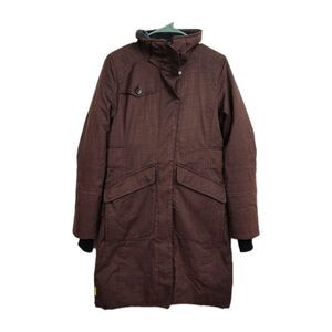 Lole Insulated Jacket Women's Small Brown Hooded Pockets Rain Jacket